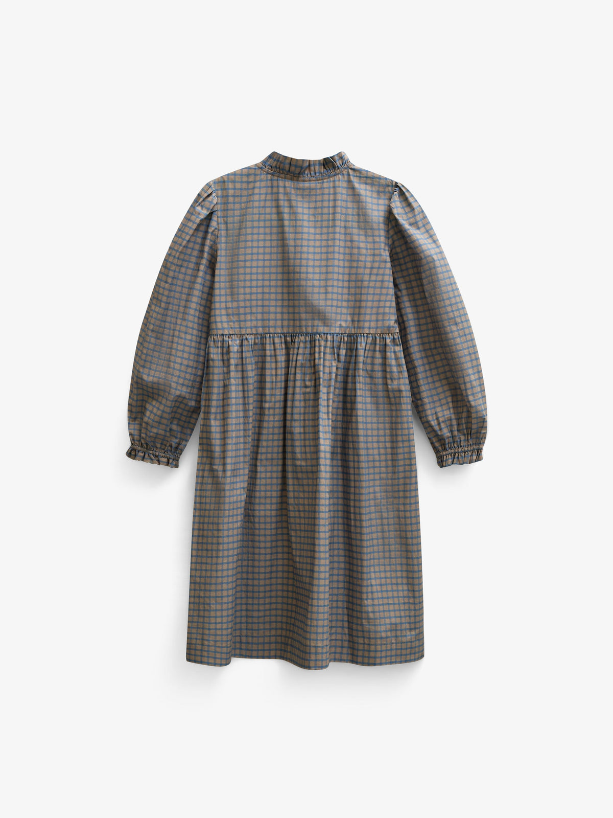Frill Placket Poplin Dress - Tween - Blue Check | 101438 Julia