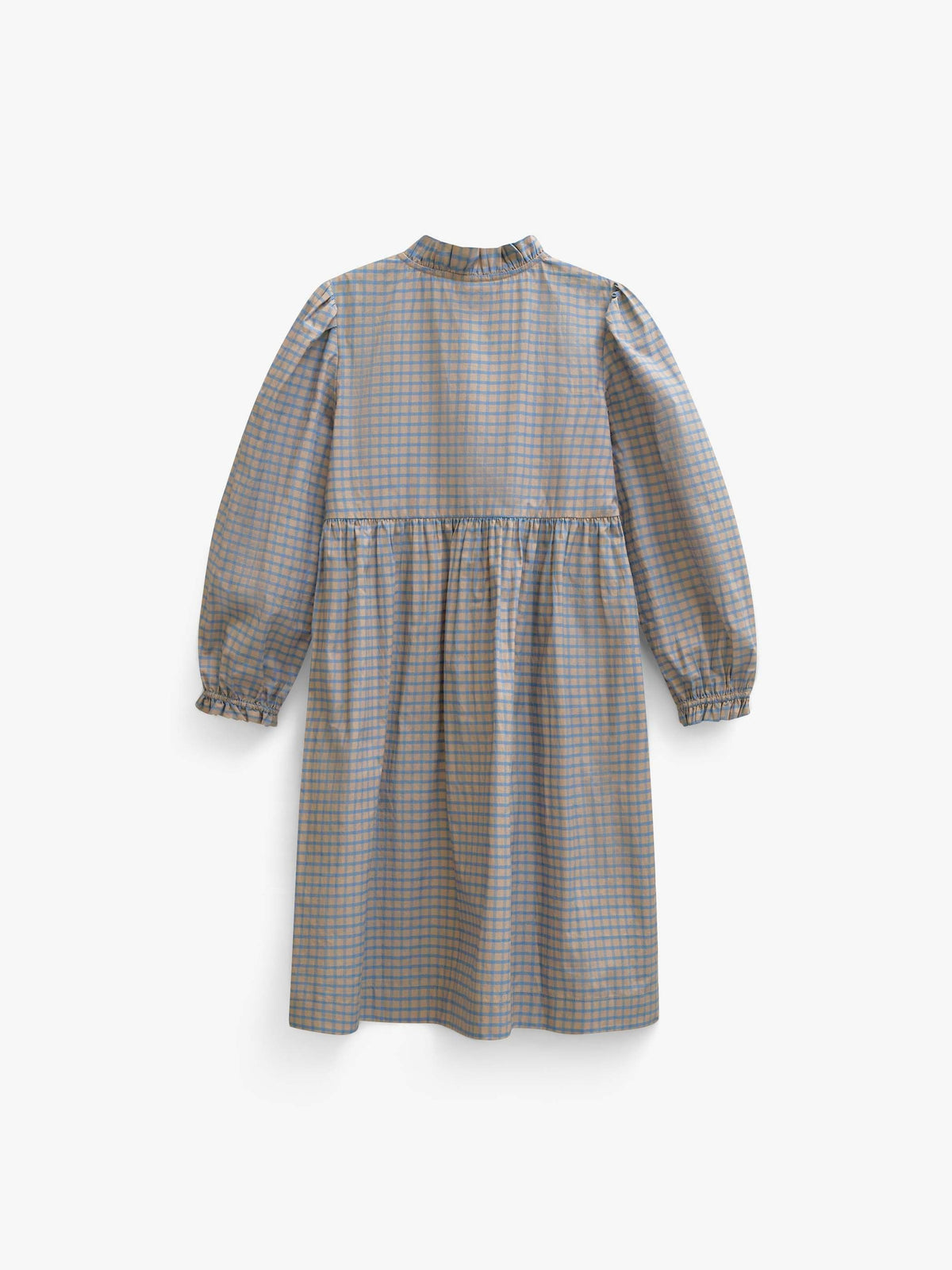 Frill Placket Poplin Dress - Tween - Blue Check | 101438 Julia