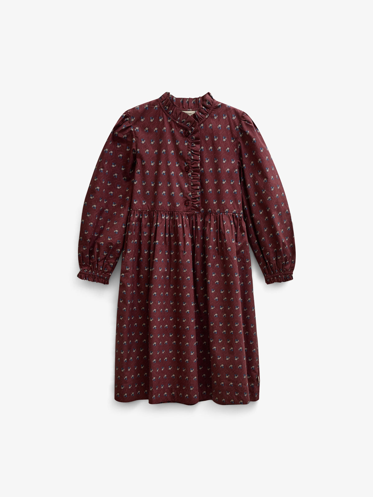 Frill Placket Poplin Dress - Tween - Bordeaux Flowerprint | 101439 Julia