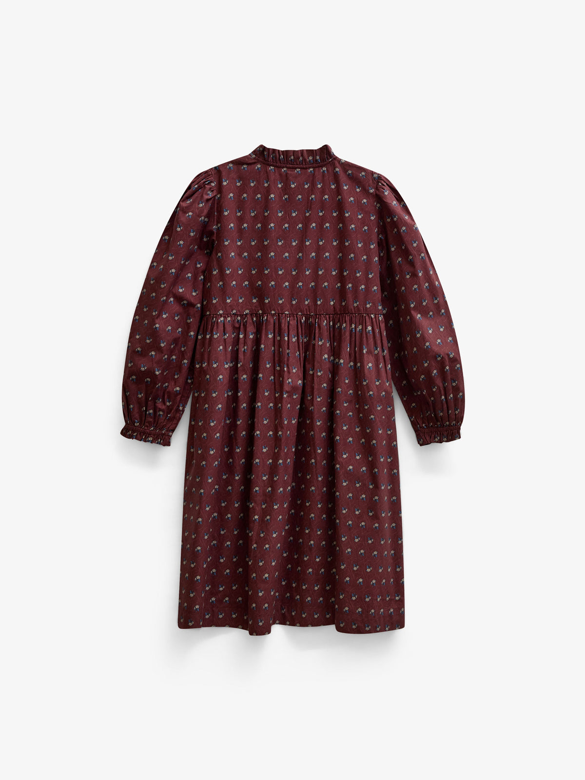 Frill Placket Poplin Dress - Tween - Bordeaux Flowerprint | 101439 Julia