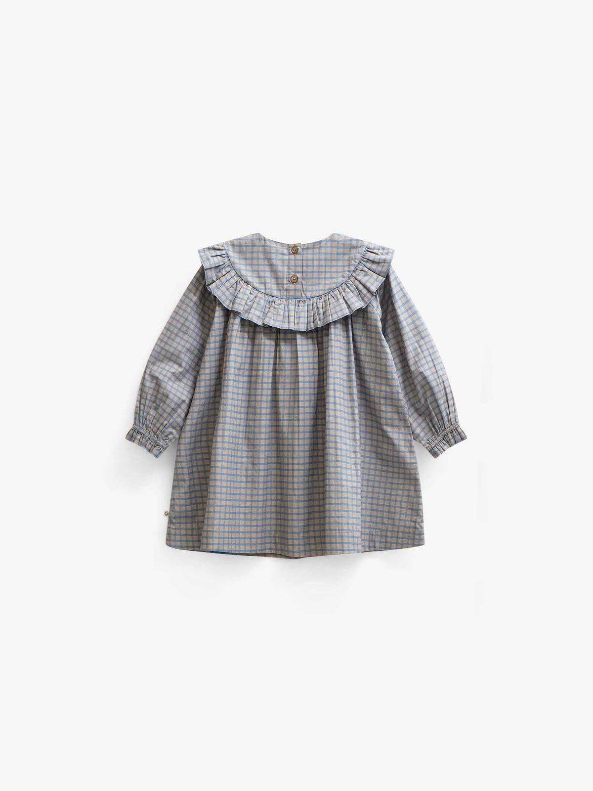 Ruffle Yoke Poplin Dress - Kids - Blue Check | 101441 Julia