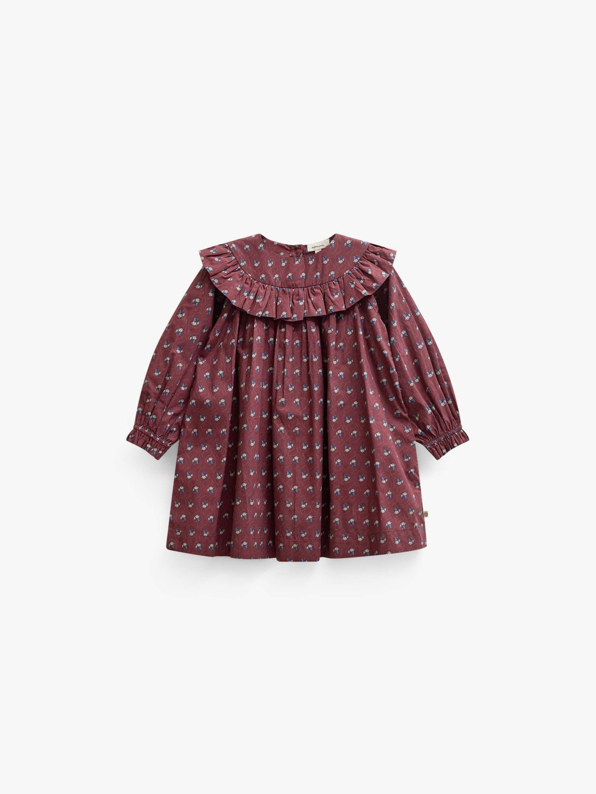 Ruffle Yoke Poplin Dress - Kids - Bordeaux Flowerprint | 101442 Julia