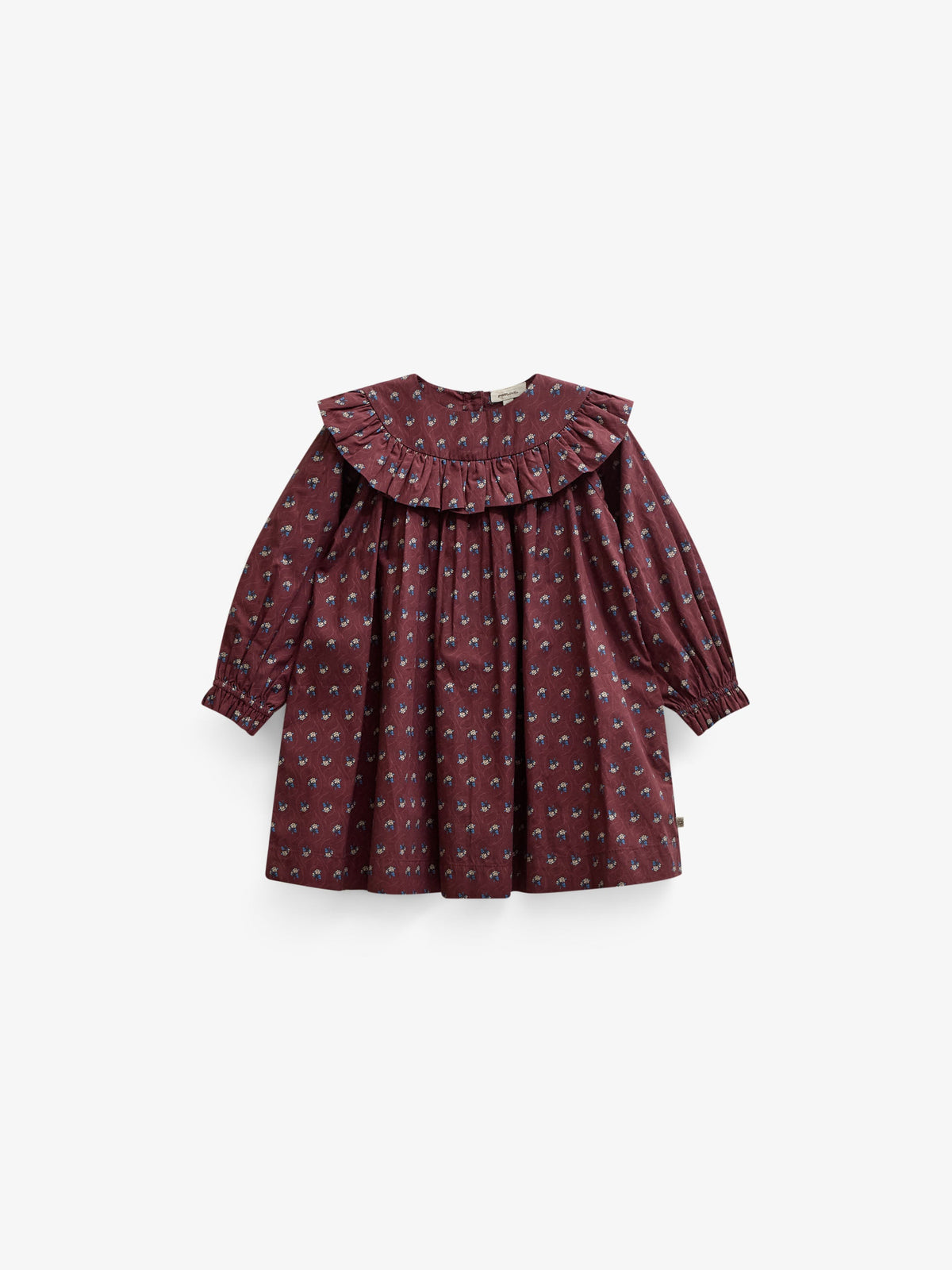 Ruffle Yoke Poplin Dress - Kids - Bordeaux Flowerprint | 101442 Julia
