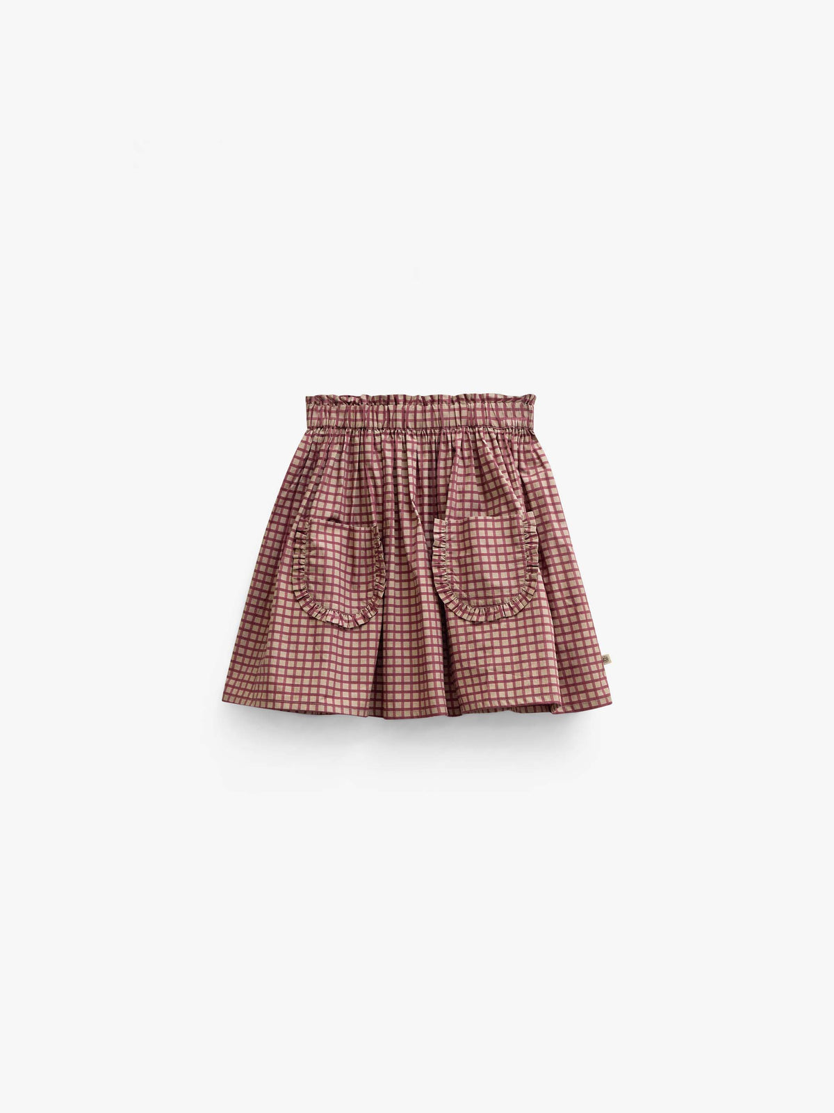 Frill Pocket Poplin Skirt - Tween - Bordeaux Check | 101444 Julia