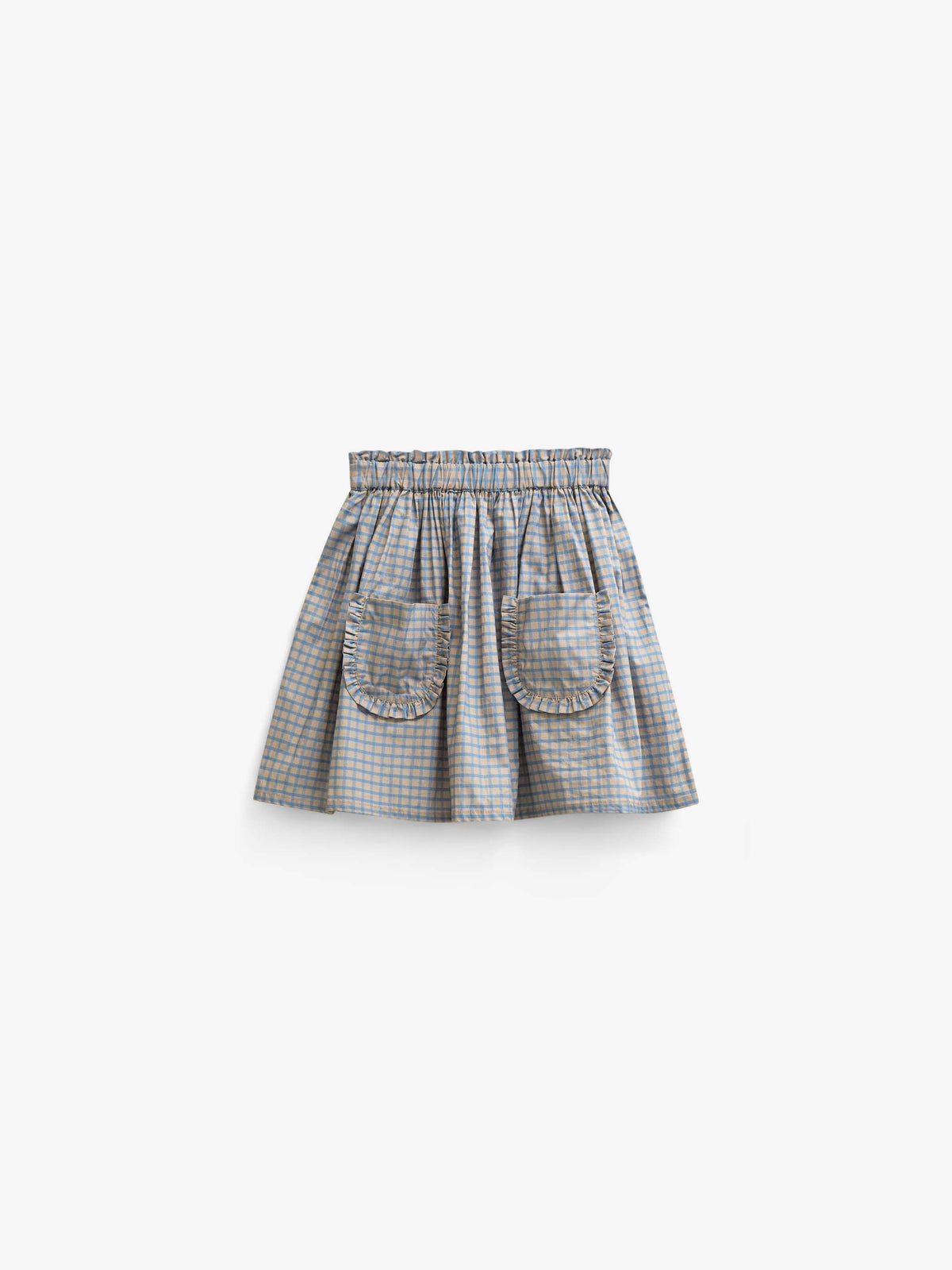 Frill Pocket Poplin Skirt - Tween - Blue Check | 101446 Julia