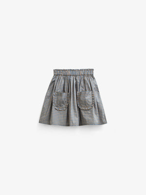 Frill Pocket Poplin Skirt - Tween - Blue Check | 101446 Julia