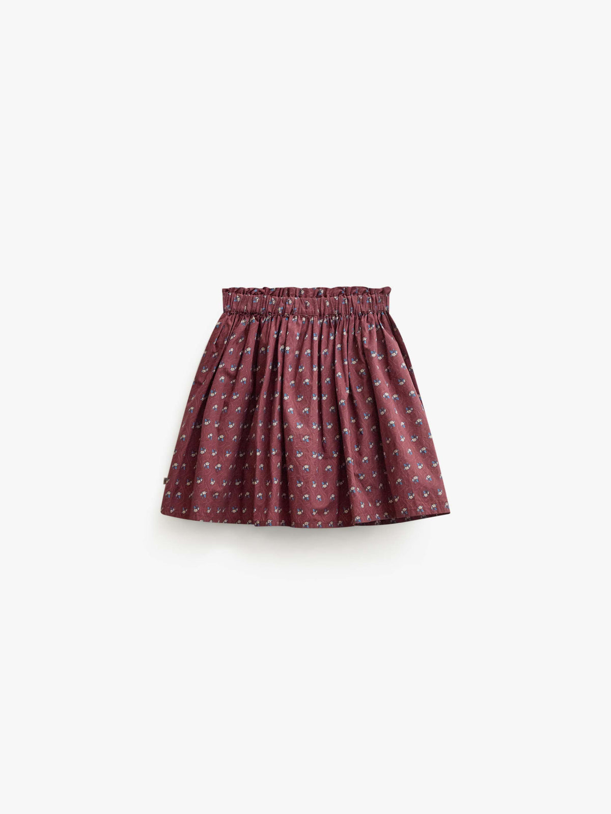 Frill Pocket Poplin Skirt - Tween - Bordeaux Flowerprint | 101448 Julia