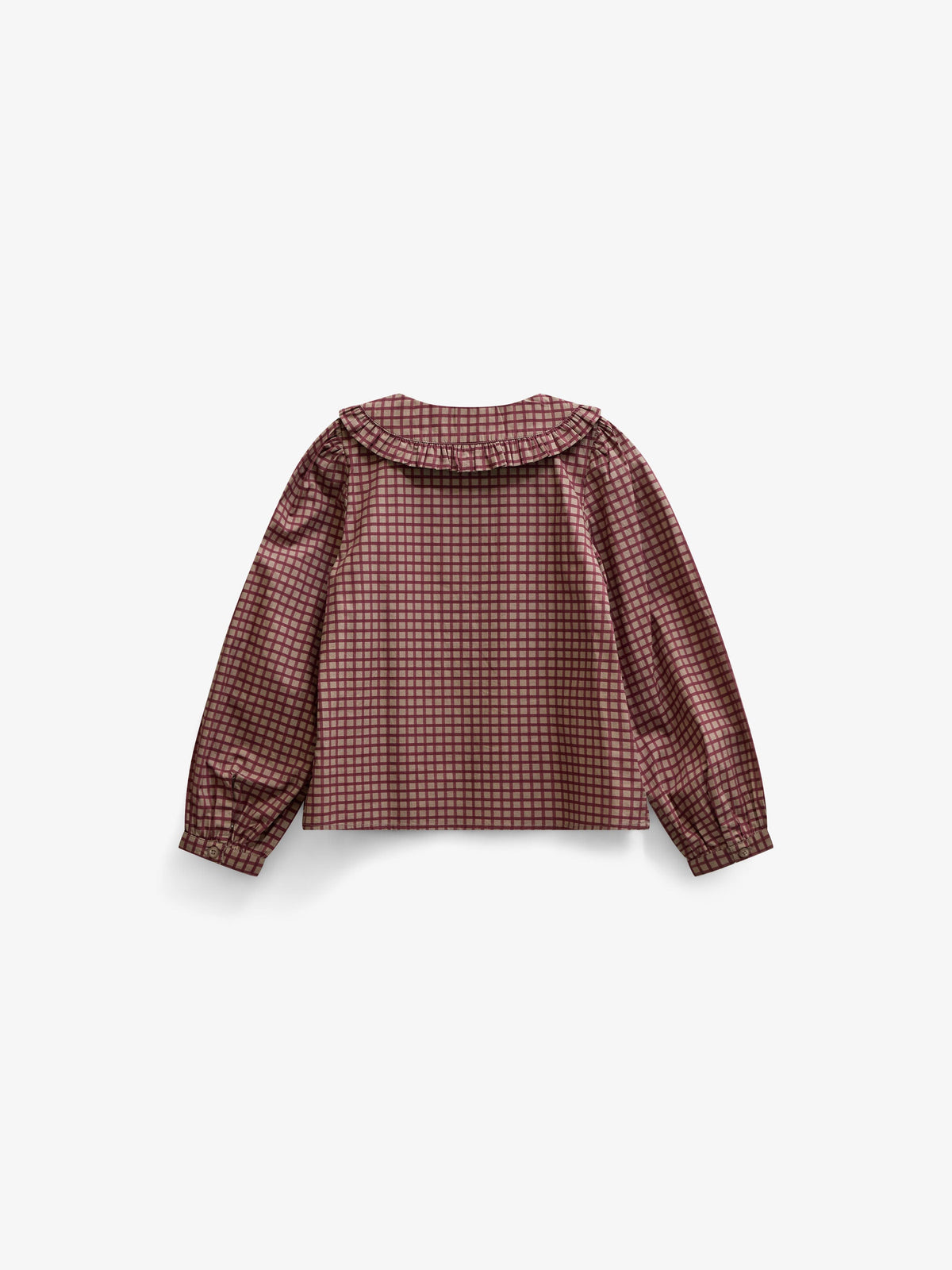 Frill Collar Poplin Blouse - Tween - Bordeaux Check | 101450 Julia