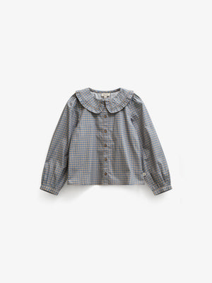 Frill Collar Poplin Blouse - Tween - Blue Check | 101452 Julia