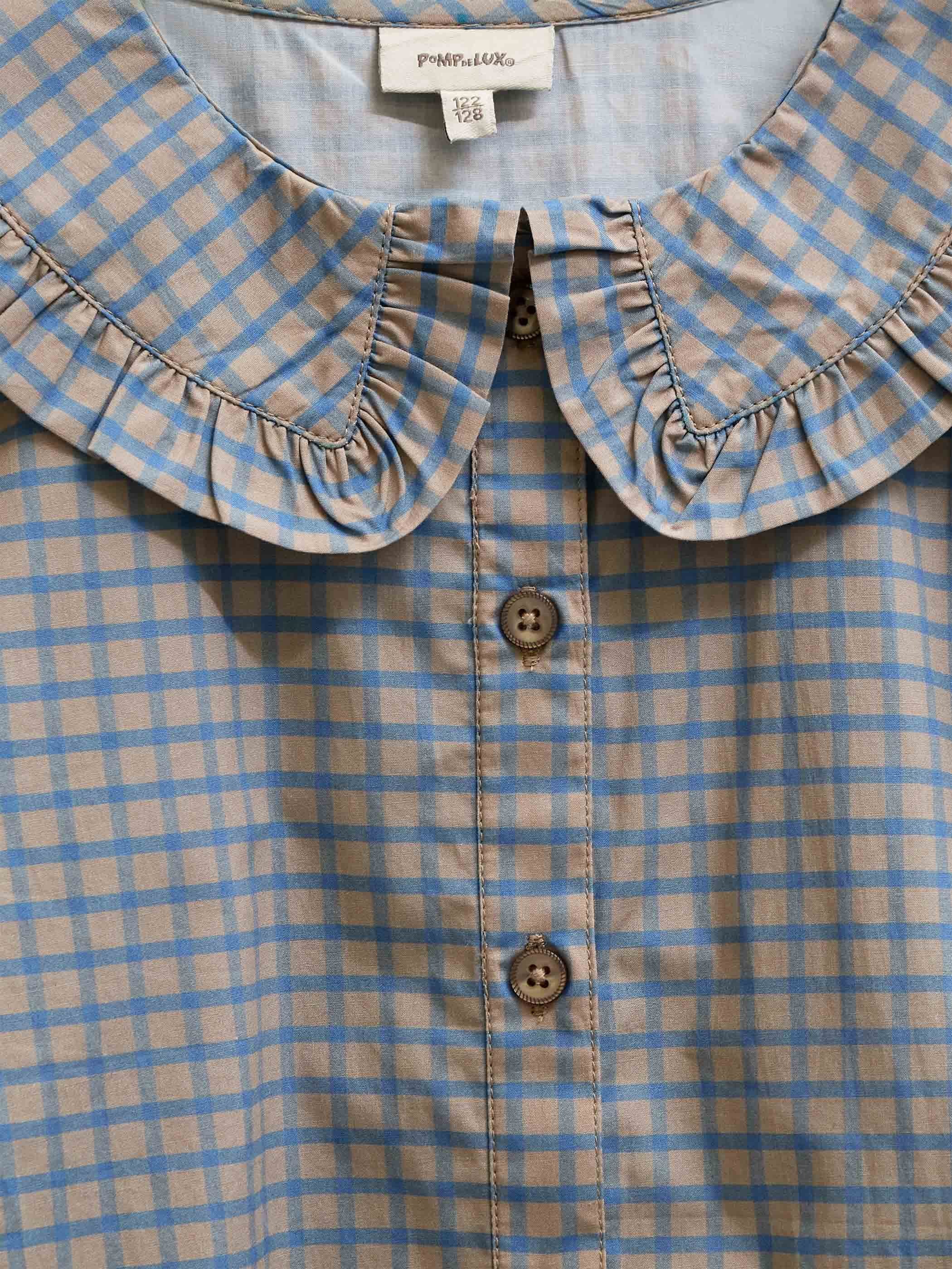 Frill Collar Poplin Blouse - Tween - Blue Check | 101452 Julia