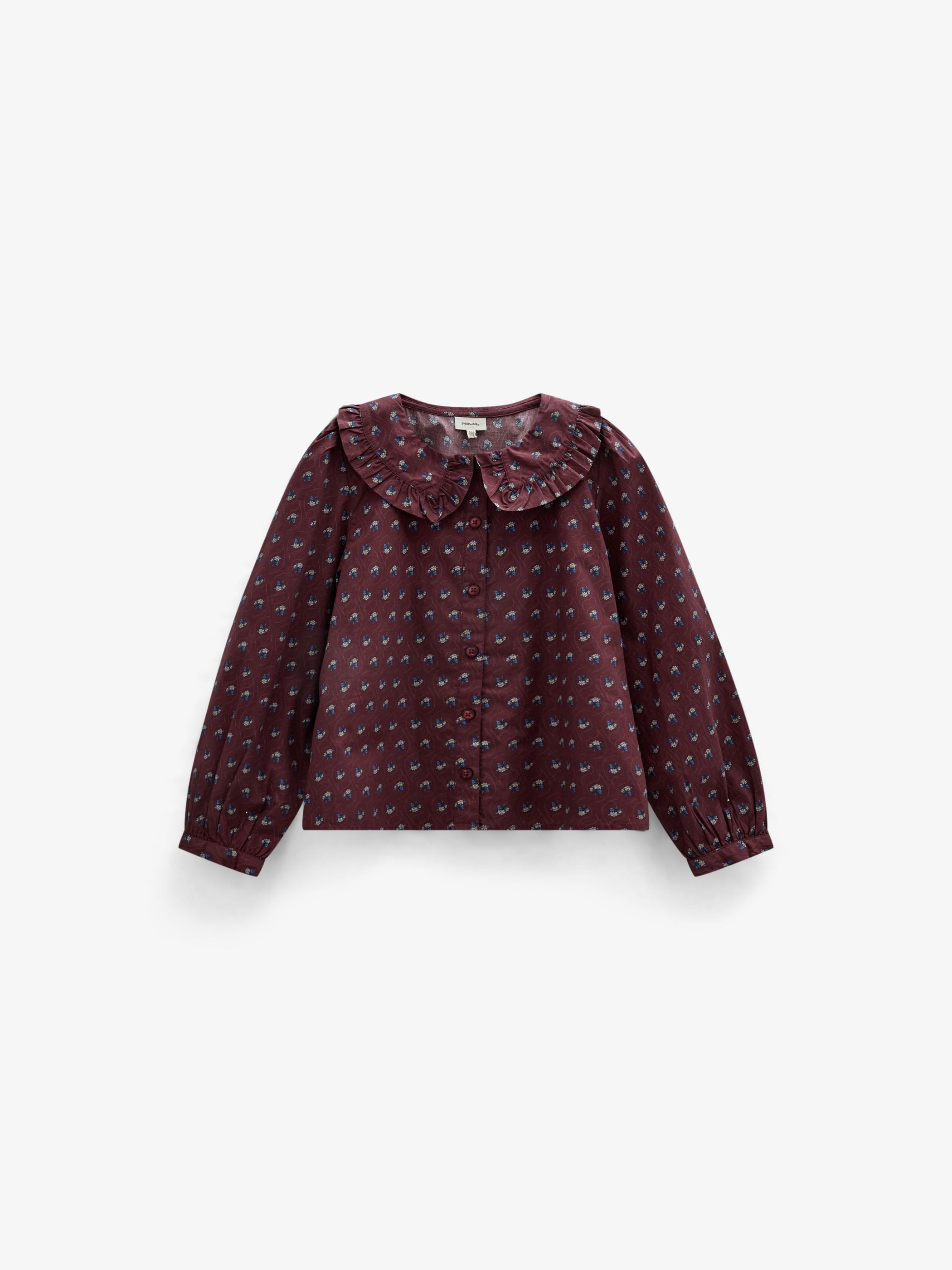 Frill Collar Poplin Blouse - Tween - Bordeaux Flowerprint | 101454 Julia