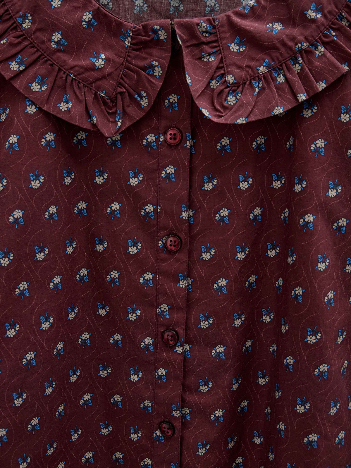 Frill Collar Poplin Blouse - Tween - Bordeaux Flowerprint | 101454 Julia