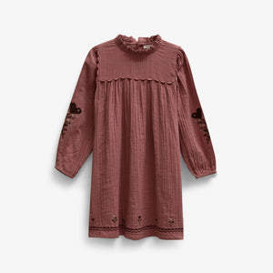 Cross-Stitch Double Gauze Dress - Tween - Dusty Rose | 101466 Laureen