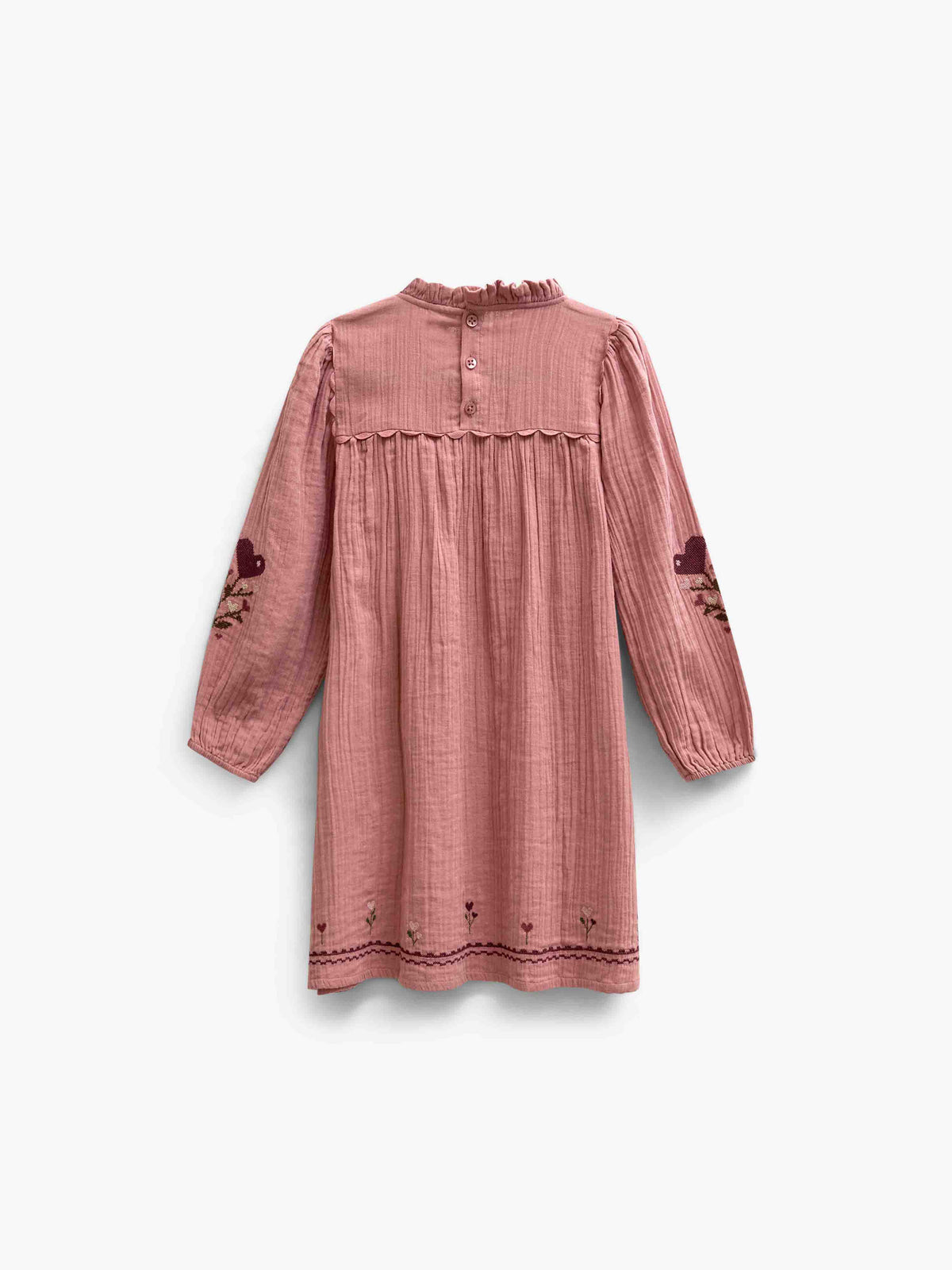 Cross-Stitch Double Gauze Dress - Kids - Dusty Rose | 101465 Laureen