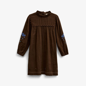 Cross-Stitch Double Gauze Dress - Tween - Brown | 101468 Laureen