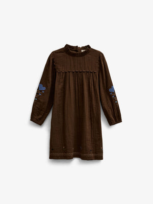 Cross-Stitch Double Gauze Dress - Tween - Brown | 101468 Laureen