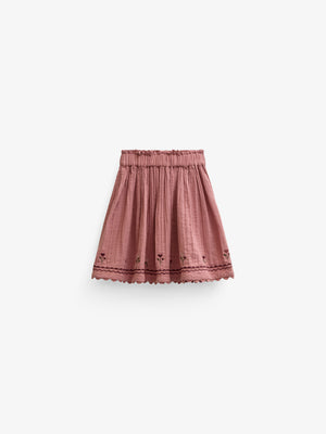 Cross-Stitch Double Gauze Skirt - Tween - Dusty Rose | 101470 Laureen