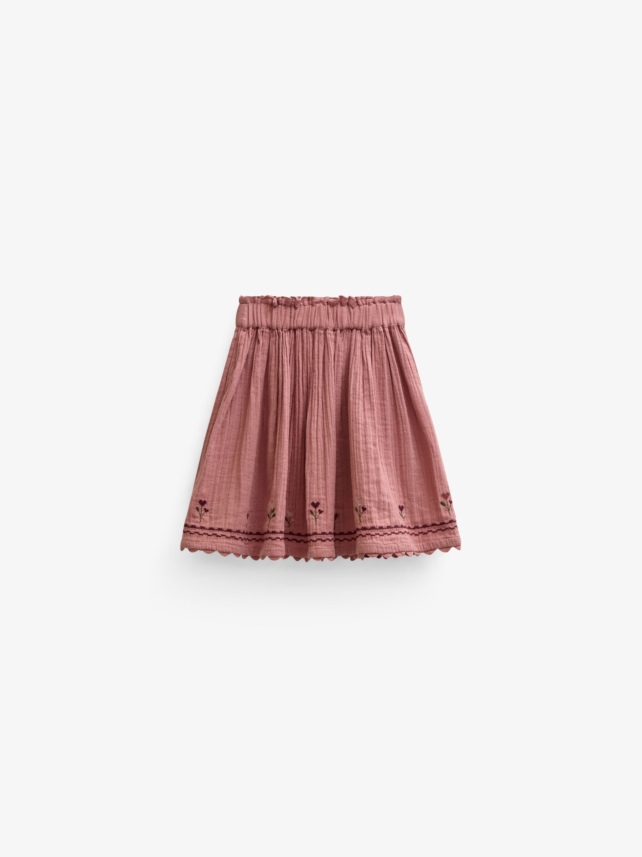 Cross-Stitch Double Gauze Skirt - Tween - Dusty Rose | 101470 Laureen