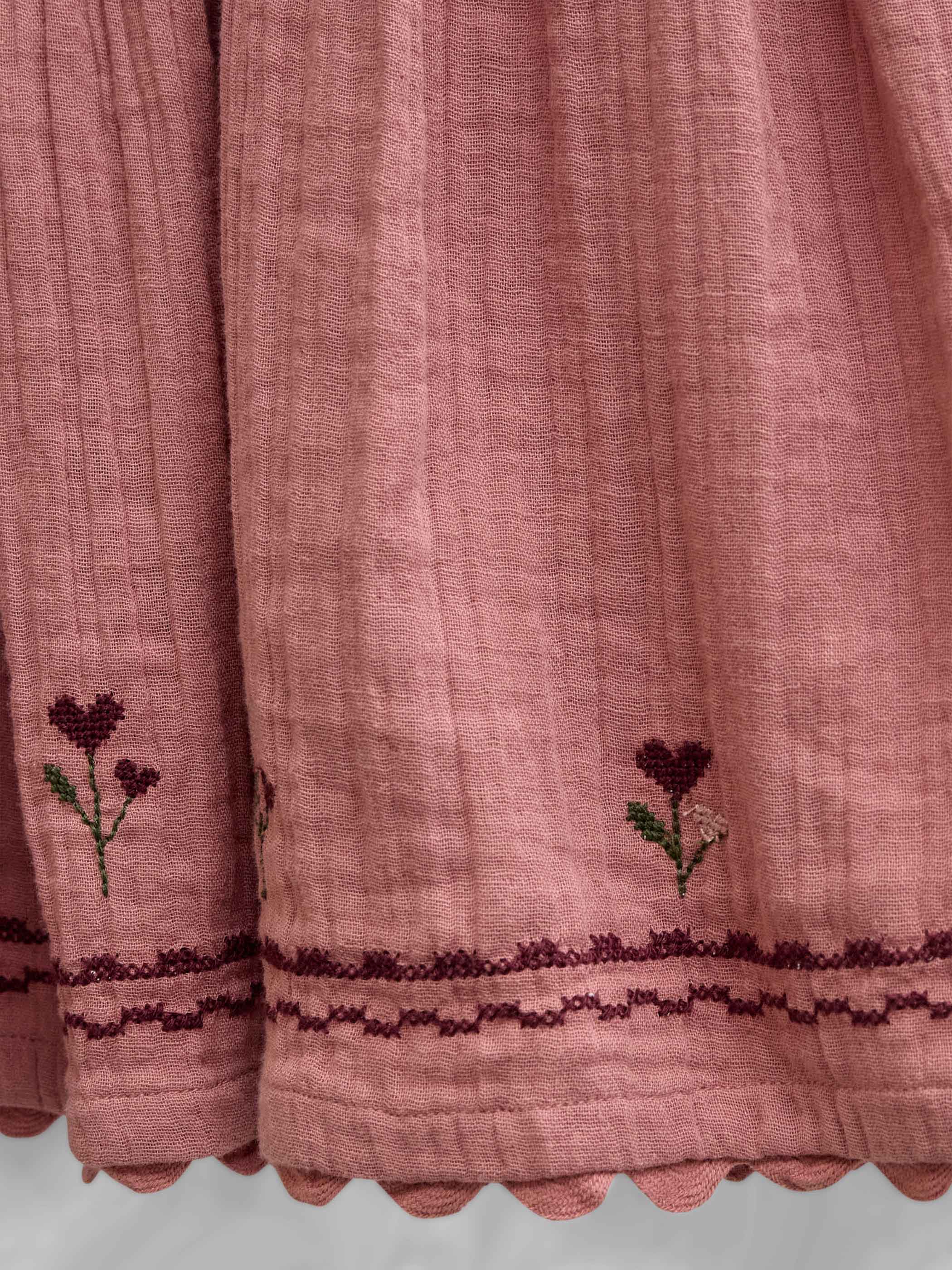 Cross-Stitch Double Gauze Skirt - Tween - Dusty Rose | 101470 Laureen