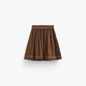 Cross-Stitch Double Gauze Skirt - Tween - Brown | 101472 Laureen