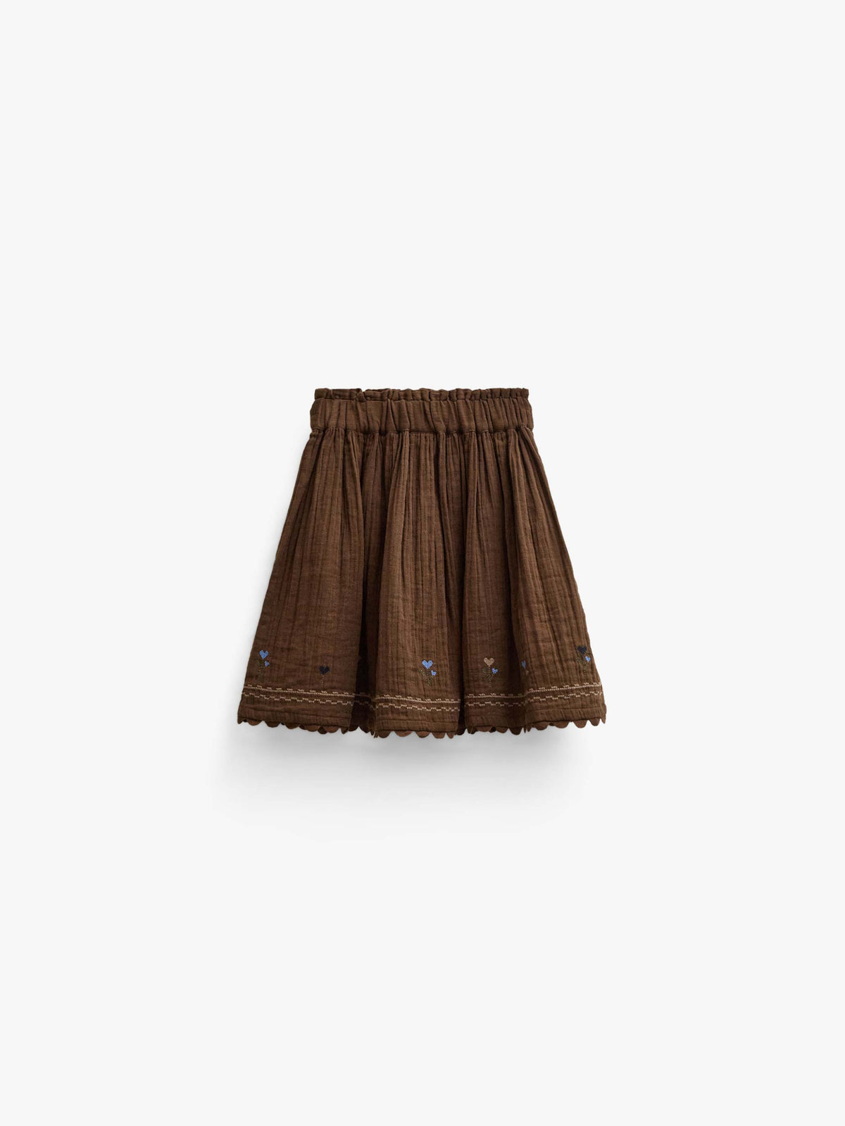 Cross-Stitch Double Gauze Skirt - Kids - Brown | 101471 Laureen