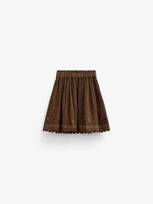 Cross-Stitch Double Gauze Skirt - Tween - Brown | 101472 Laureen