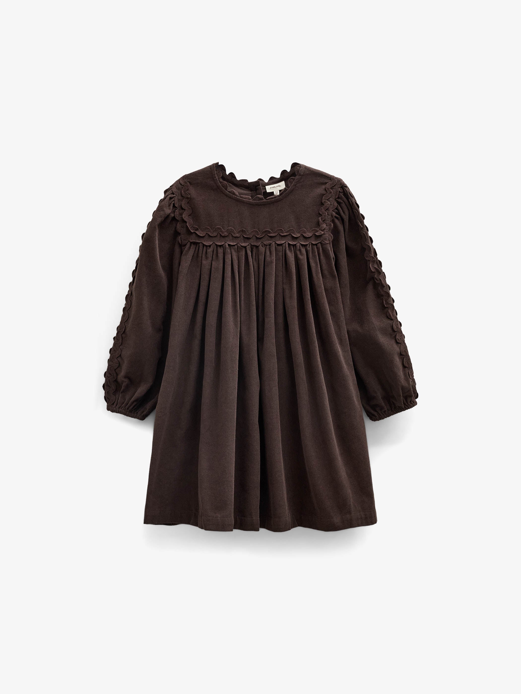 Ric Rac Corduroy Dress - Kids - Dark Brown | 101473 Sille