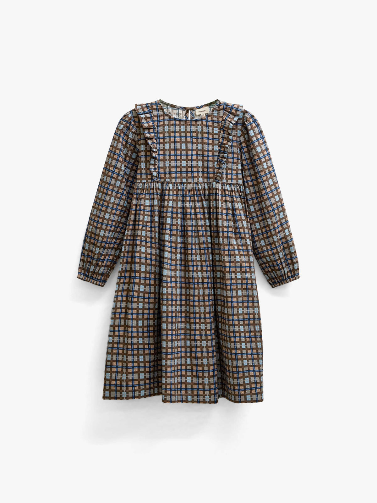 Checked Cotton Dress - Kids - Blue | 101487 Penny