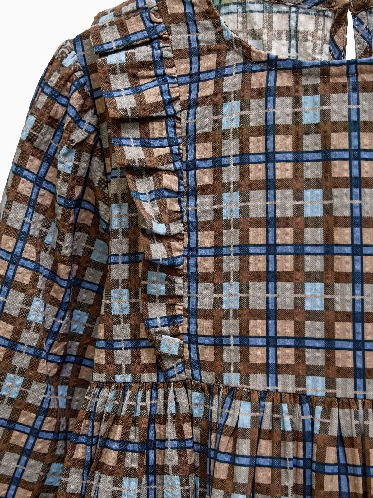 Checked Cotton Dress - Kids - Blue | 101487 Penny