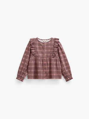 Checked Cotton Frill Blouse - Tween - Rose | 101494 Penny