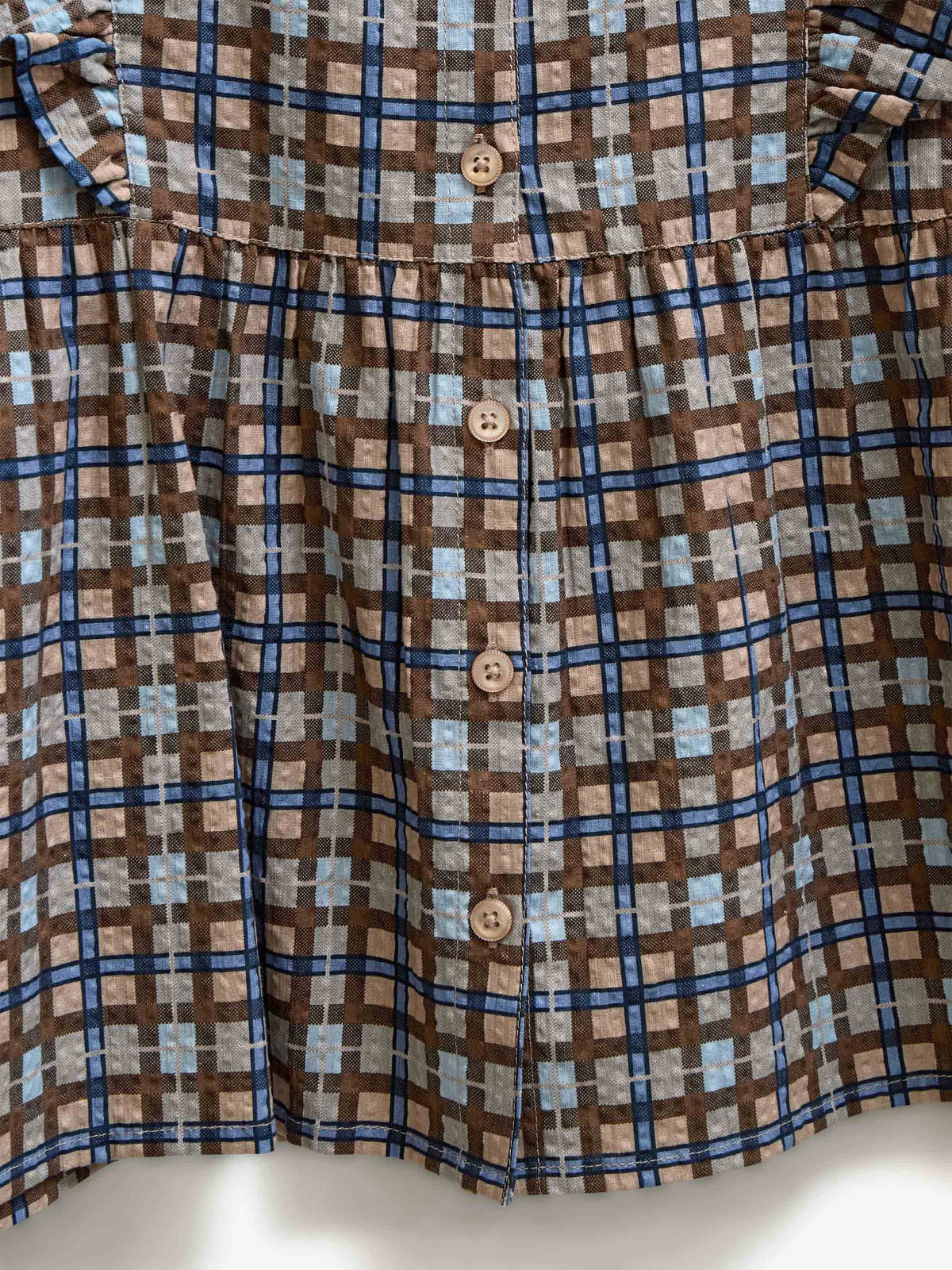 Checked Cotton Frill Blouse - Tween - Blue | 101496 Penny
