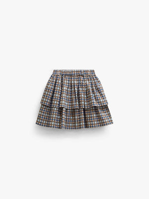 Checked Cotton Skirt - Kids - Blue | 101499 Penny