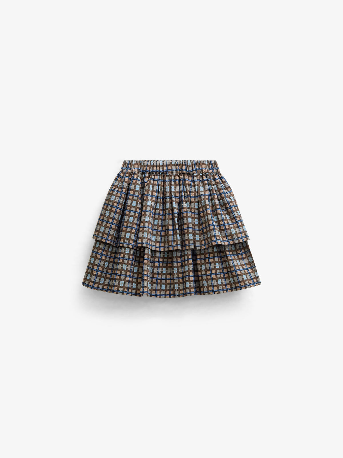 Checked Cotton Skirt - Kids - Blue | 101499 Penny