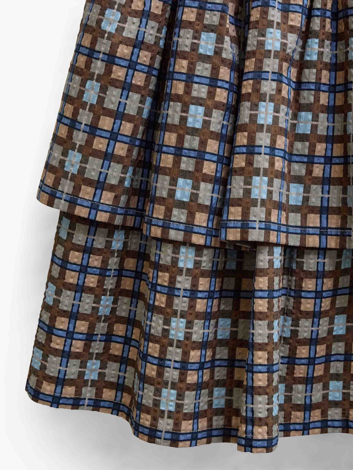 Checked Cotton Skirt - Kids - Blue | 101499 Penny