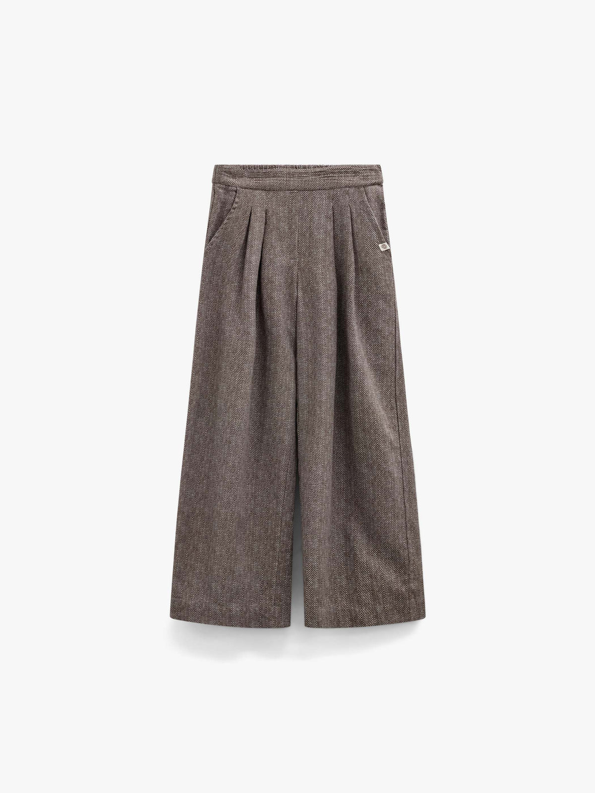 Cotton Herringbone Trousers - Tween - Dark Brown | 101522 Susse