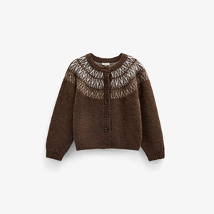 Jacquard Knit Cardigan - Kids - Brown | 101523 Daniella