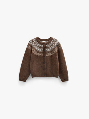 Jacquard Knit Cardigan - Kids - Brown | 101523 Daniella