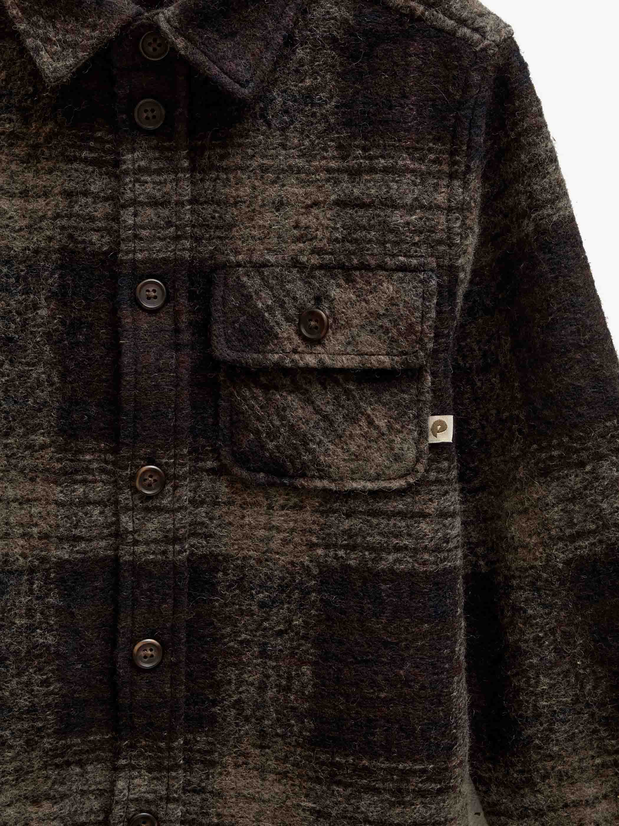 Plaid Wool-Blend Overshirt - Kids - Brown Check | 101525 Daxton