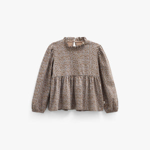 Printed Peplum Jersey Blouse - Tween - Blue/Brown | 101542 Heidi