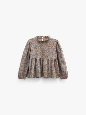 Printed Peplum Jersey Blouse - Kids - Blue/Brown | 101541 Heidi