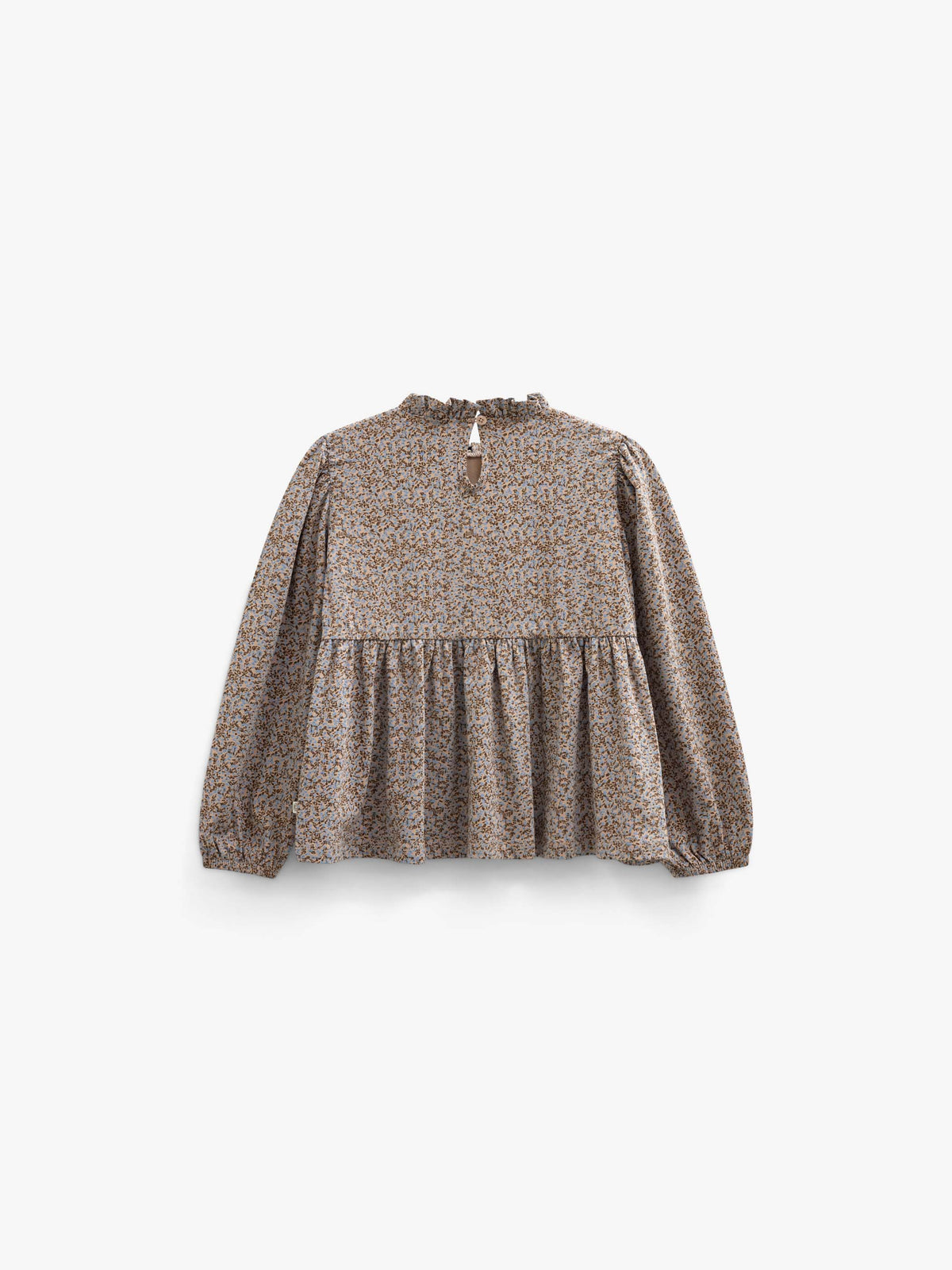 Printed Peplum Jersey Blouse - Tween - Blue/Brown | 101542 Heidi