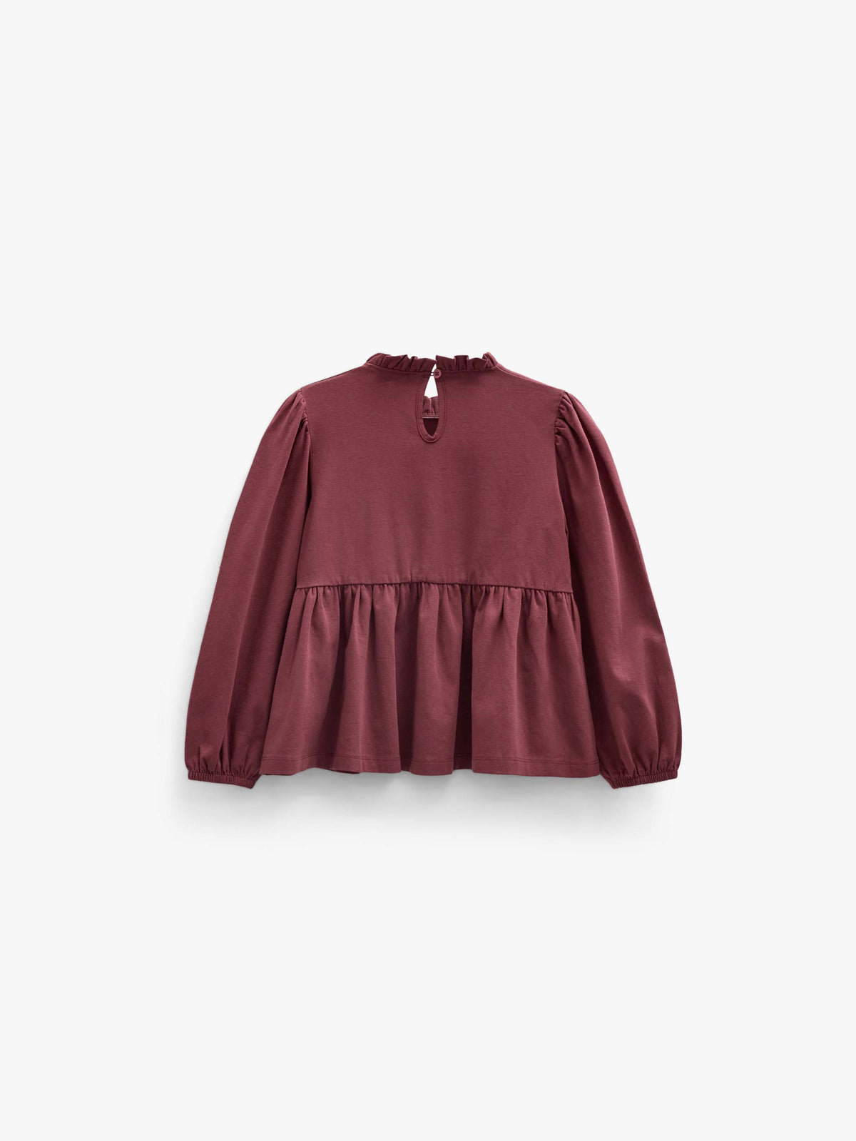 Solid Peplum Jersey Blouse - Tween - Bordeaux | 101548 Heidi