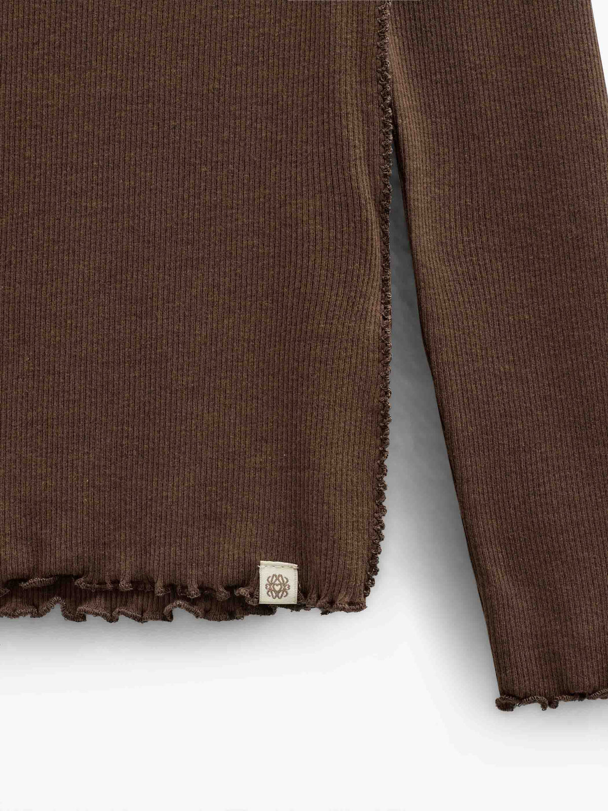 Ribbed Modal-Blend Long-Sleeve T-Shirt - Tween - Brown | 101558 Lottie