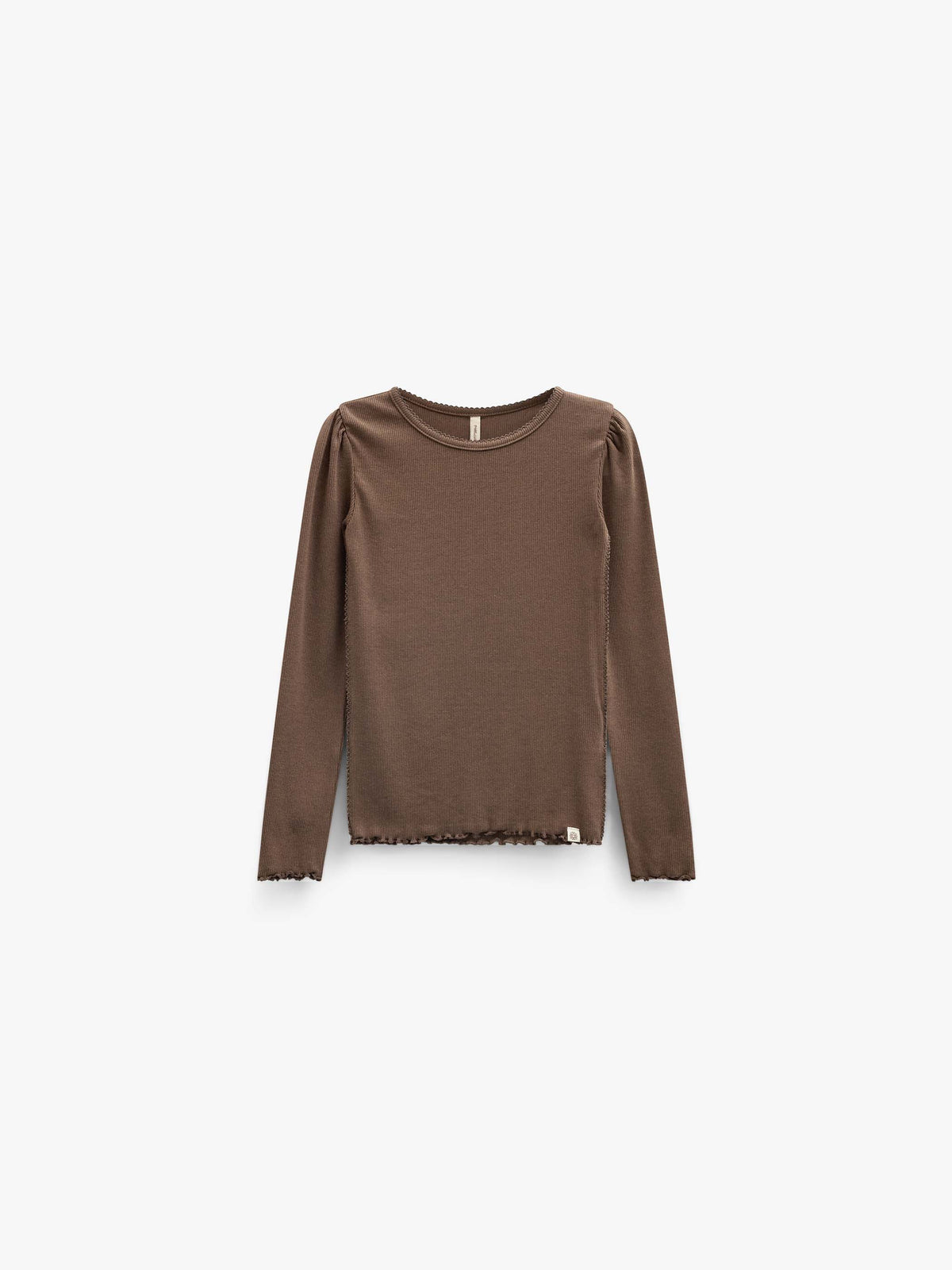 Ribbed Modal-Blend Long-Sleeve T-Shirt - Tween - Brown | 101558 Lottie