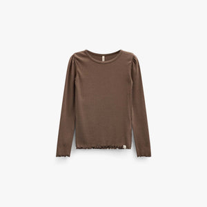 Ribbed Modal-Blend Long-Sleeve T-Shirt - Kids - Brown | 101557 Lottie