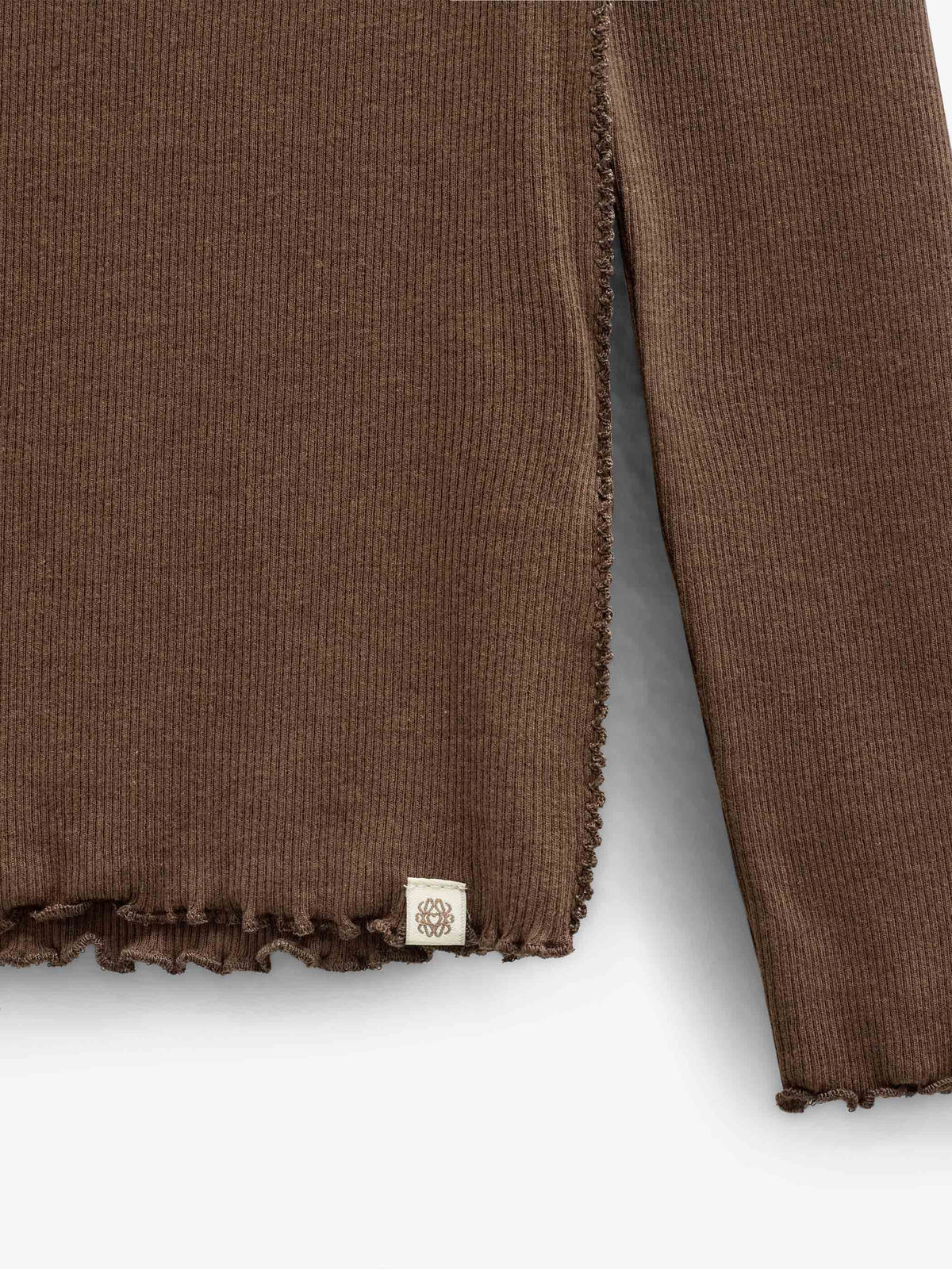 Ribbed Modal-Blend Long-Sleeve T-Shirt - Tween - Brown | 101558 Lottie