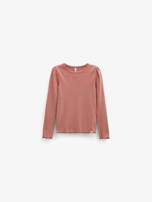 Ribbed Modal-Blend Long-Sleeve T-Shirt - Tween - Dusty Rose | 101560 Lottie