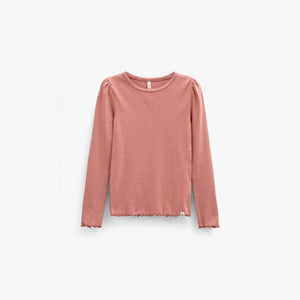 Ribbed Modal-Blend Long-Sleeve T-Shirt - Kids - Dusty Rose | 101559 Lottie