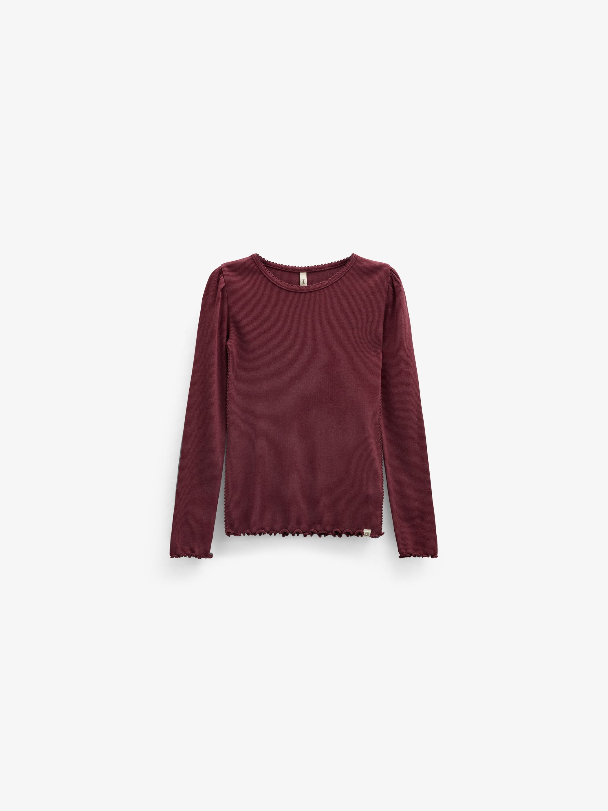Ribbed Modal-Blend Long-Sleeve T-Shirt - Tween - Bordeaux | 101562 Lottie