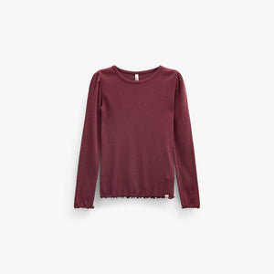 Ribbed Modal-Blend Long-Sleeve T-Shirt - Tween - Bordeaux | 101562 Lottie